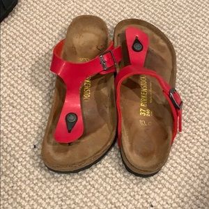 Red Birkenstock sandals